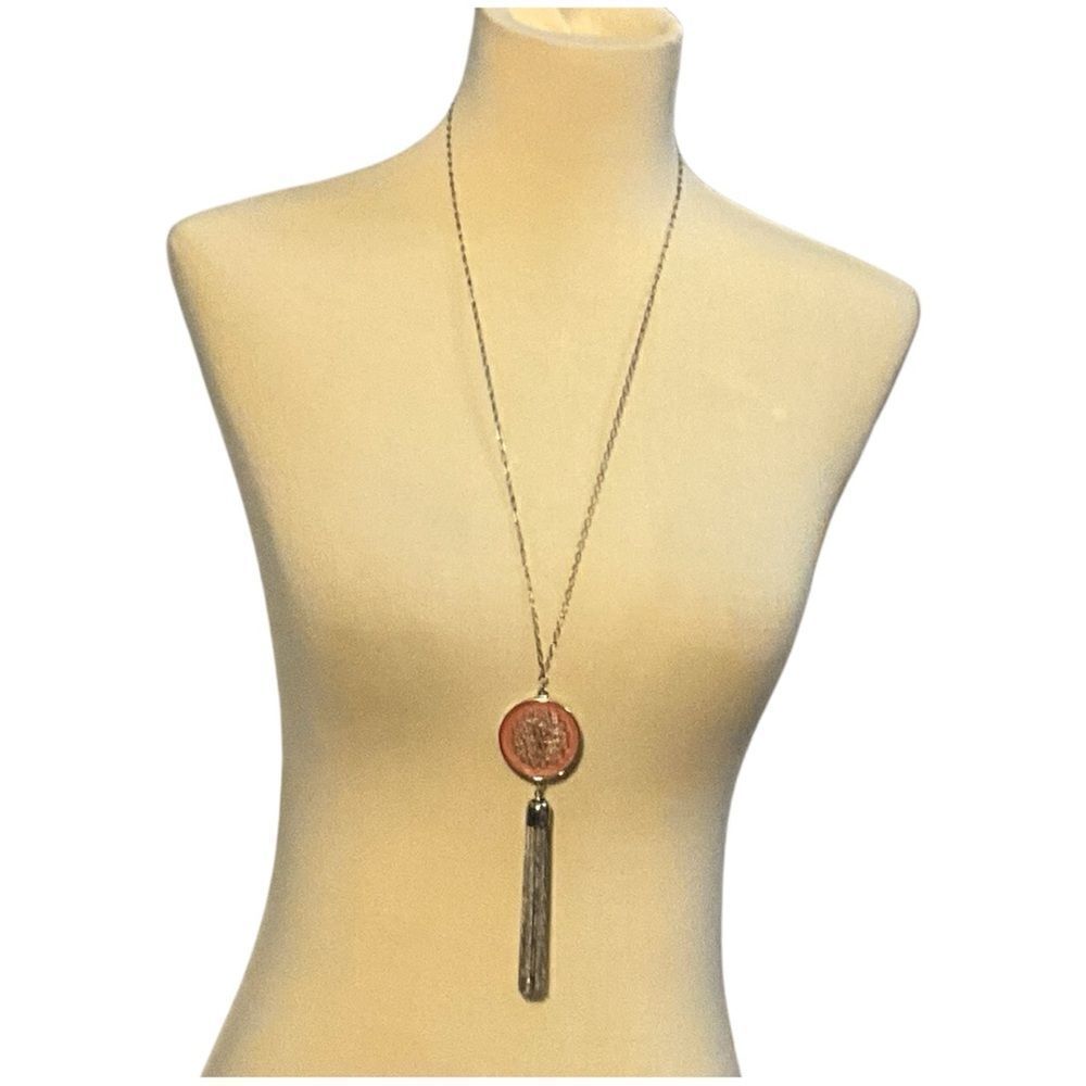 Thalia Sodi silver necklace with pendant and tassel NWT